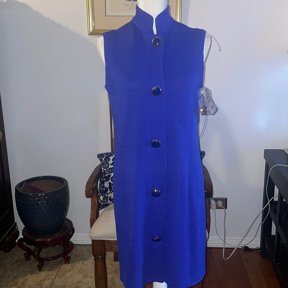 New St John Blue Button Dress - Picture 2 of 5